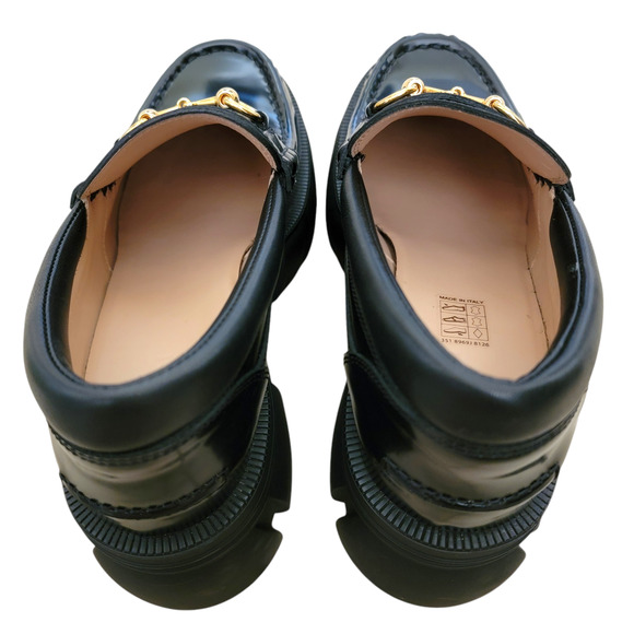 Gucci Black Horsebit Magnum Leather Lug Sole Loafer 9 39 656869 - Picture 13 of 15